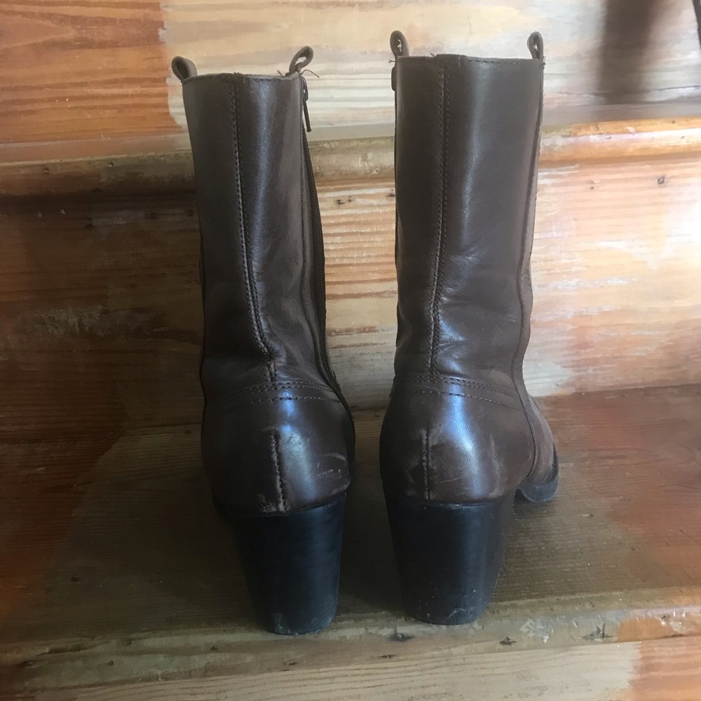 90s Maine Woods Womens Boots Size 8.5 M Brown cowboy Block Heel Vintage - Picture 2 of 7